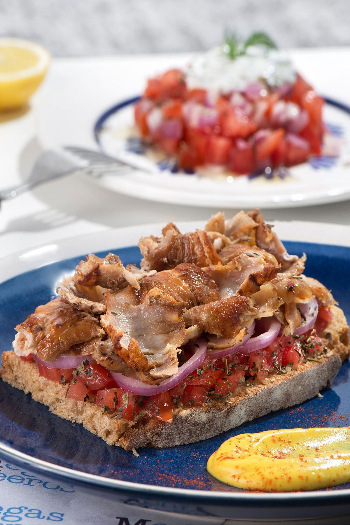 Bruscetta with gyros | Megas Yeeros Bruscetta with gyros | Megas Yeeros